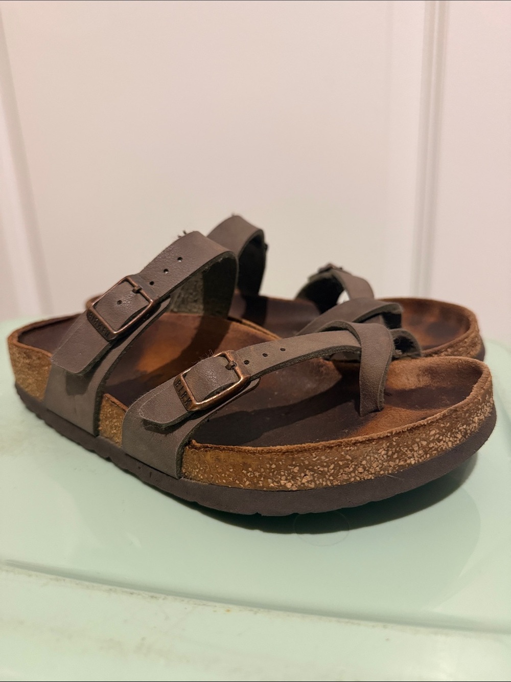 Birkenstock Kids Brown Two-Strap Cork Sandals